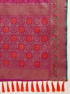 Wine Pure Bandhej Silk Blend Saree With Blouse Piece 7