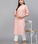 Largish cotton peach stripe print kurta