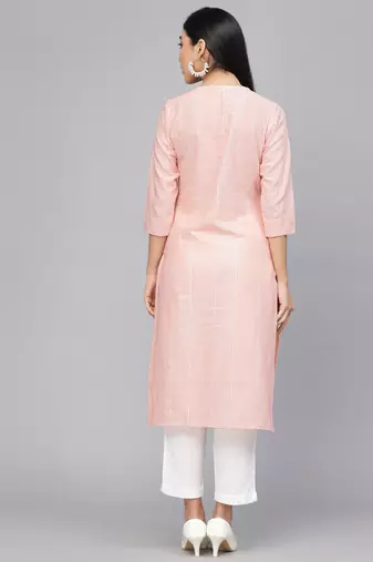 Largish cotton peach stripe print kurta