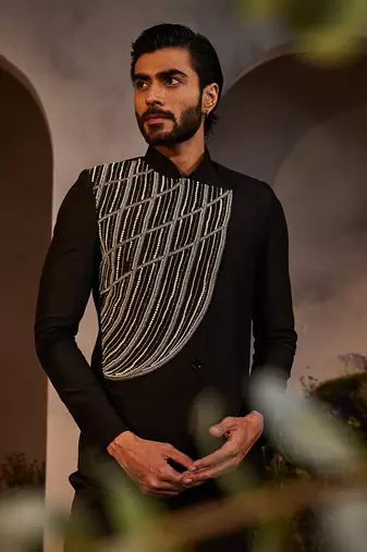 Luke black bandhgala set