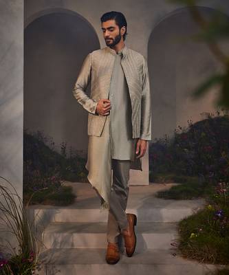 Leon black kurta jacket set 1