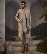 Leon black kurta jacket set