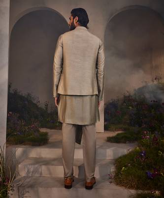 Leon black kurta jacket set 2