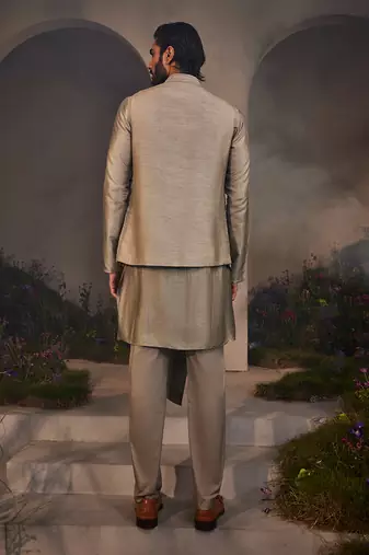 Leon black kurta jacket set