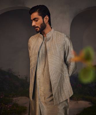 Leon black kurta jacket set 3