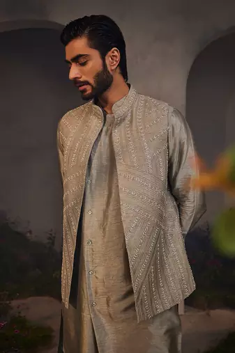 Leon black kurta jacket set