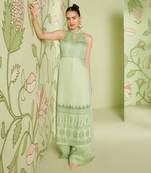 Sage green halter neck palazzo set