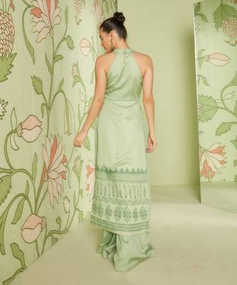 Sage green halter neck palazzo set 4