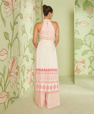 Ivory pink halter neck palazzo set 2