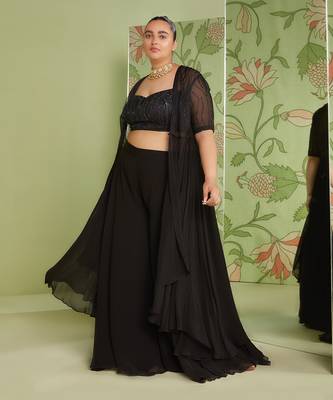 Black indo western jacket set 1