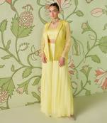 Daffodil yellow indo western jacket set with palazzo