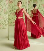 Cherry red concept saree set