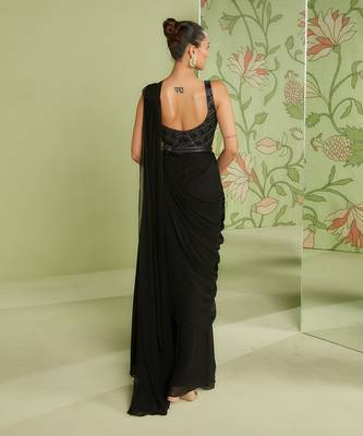 Black jumpsuit saree 2