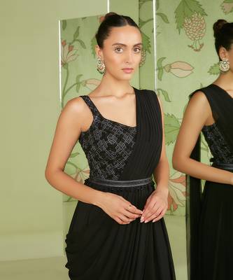 Black jumpsuit saree 4