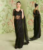 Black  scallop border saree set
