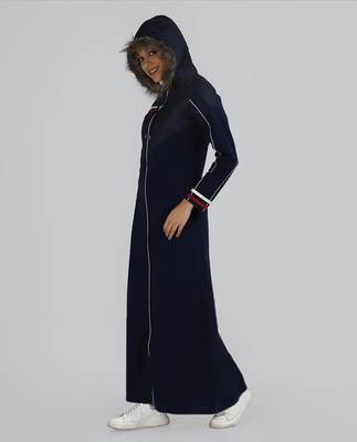 Length 58 inch | Majolica Blue Hooded Winter Jilbab | Silk Route 3