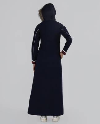 Length 60 inch | Majolica Blue Hooded Winter Jilbab | Silk Route 2