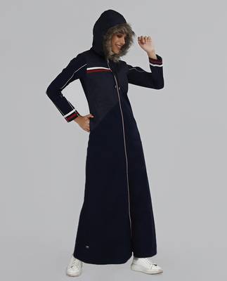 Length 60 inch | Majolica Blue Hooded Winter Jilbab | Silk Route 3