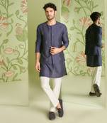 Navy blue bundi kurta set