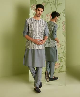 Grey bundi kurta set 1