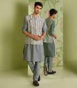 Grey bundi kurta set