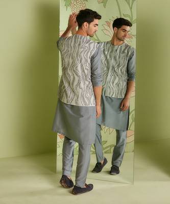 Grey bundi kurta set 2