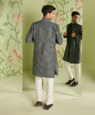 Charcoal grey long jacket set 4
