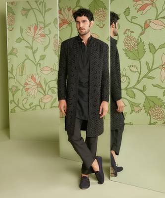 Black indo western jacket set 1