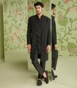 Black indo western jacket set