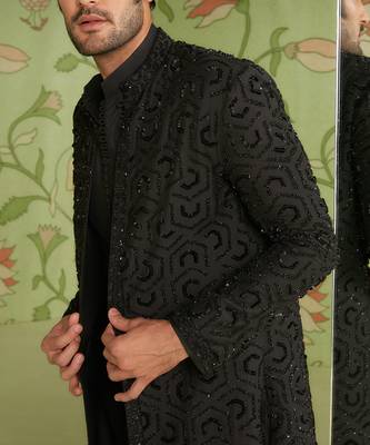 Black indo western jacket set 2