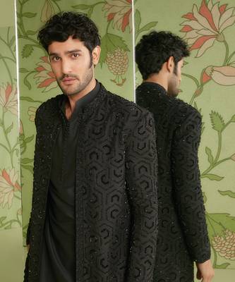 Black indo western jacket set 3
