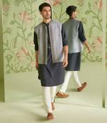 Grey kurta bundi set