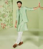 Sage green kurta bundi set