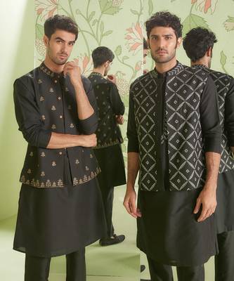 Black kurta bundi set 4