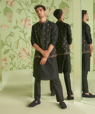 Black bundi kurta set 1