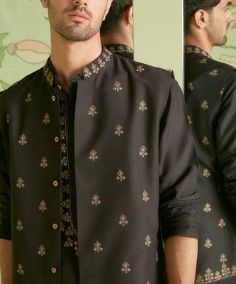 Black bundi kurta set 4