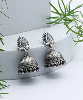 Silver jhumka ethnic earrings 1