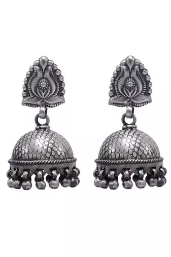 Silver jhumka ethnic earrings