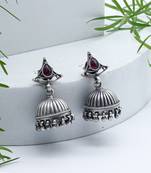 Dazzling studded stone silver jhumkis