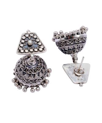 Handcrafted ethnic silver jhumka earrings 3
