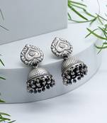 Handcrafted ethnic silver jhumka earrings