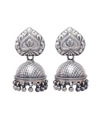 Handcrafted ethnic silver jhumka earrings 2