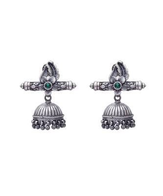 Silver earrings studded with gemstone 2