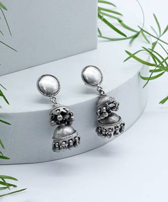 Handcrafted sliver traditional jhumkis 1