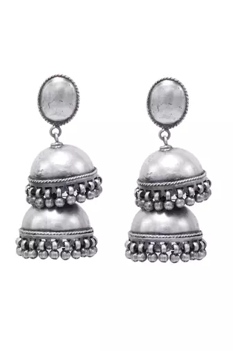Handcrafted sliver traditional jhumkis
