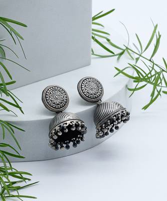 Handcrafted sliver traditional  designer jhumkis 1