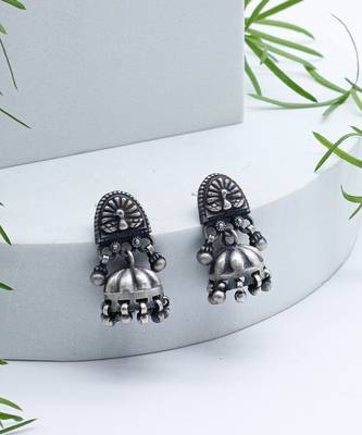 Handcrafted silver traditional jhumka earrings 1