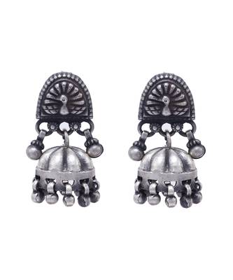 Handcrafted silver traditional jhumka earrings 2