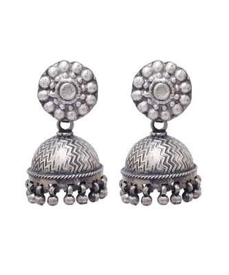 Handcrafted ethnic stunning silver jhumka earrings 2