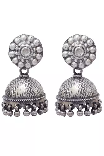 Handcrafted ethnic stunning silver jhumka earrings